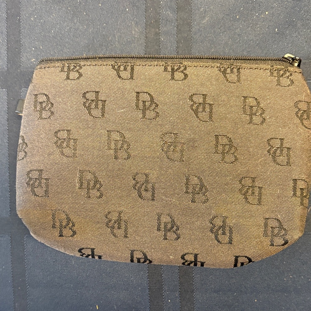 New Dooney and Burke Brown Monogram cosmetics bag